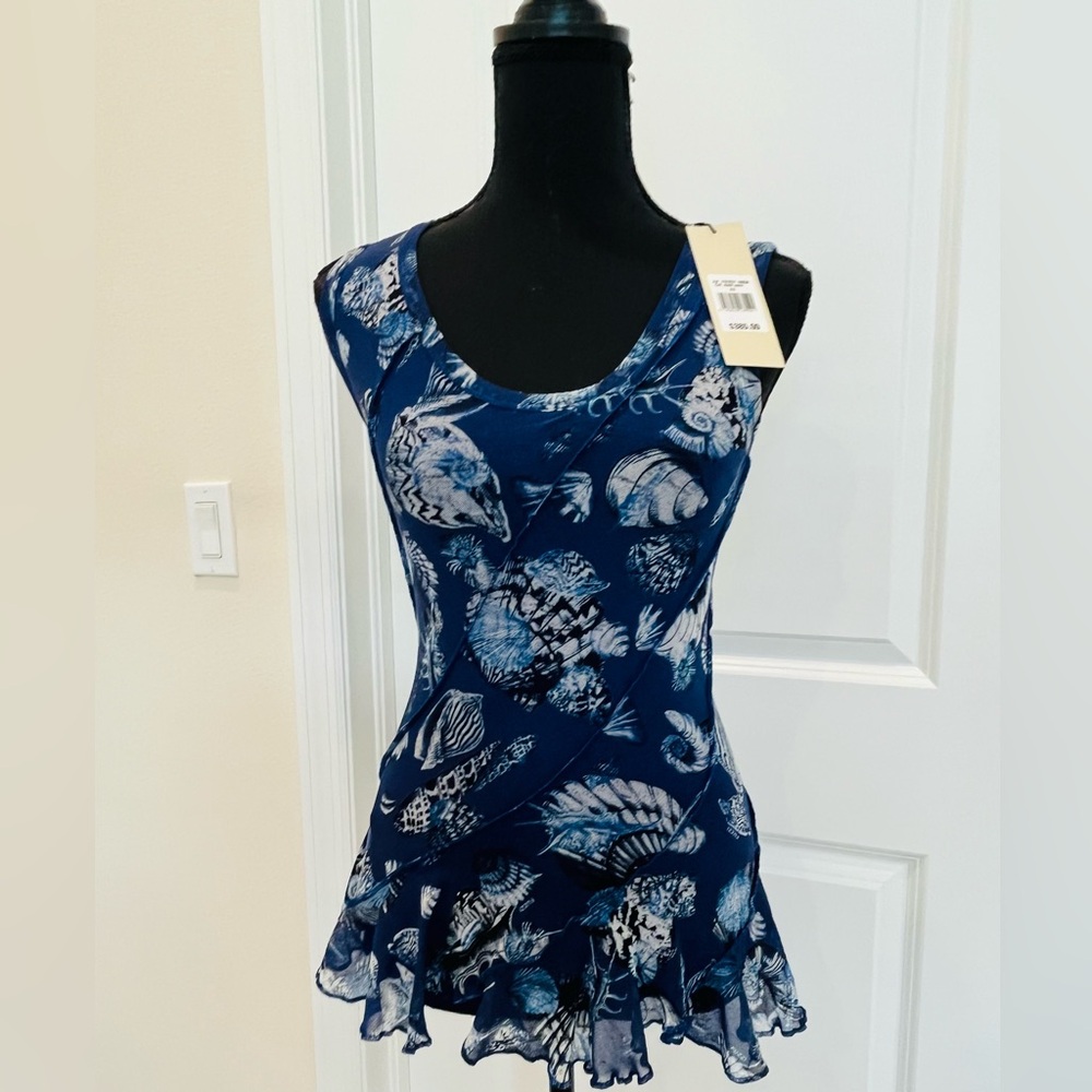 Fuzzi Seashell Ruffle Tank Top